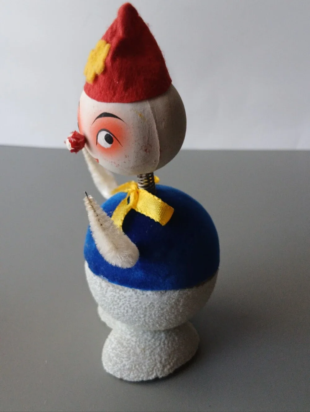 Vintage Paper Mache Snowman Candy Container Bobble Head Western Germany.
